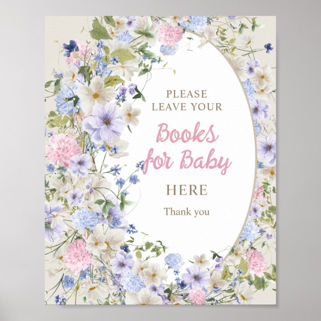Elegant Wildflower Meadow blush books for baby Poster (Front)