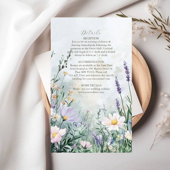 Elegant Wildflower Meadow Blush Pink Wedding Enclosure Card (Creator Uploaded)