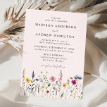 Elegant Wildflower Meadow Blush Pink Wedding Invitation<br><div class="desc">Add a touch of floral elegance to your wedding with these beautiful wildflower wedding invitations, perfect for spring and summer celebrations. The design features a meadow of watercolor wildflowers in soft shades of pink, yellow, purple, blue, and green set against a blush pink background, creating a romantic and whimsical feel....</div>