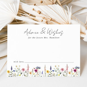 Elegant Wildflower Meadow Bridal Shower Advice Card