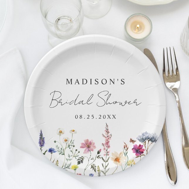 Elegant Wildflower Meadow Bridal Shower Paper Plate (Creator Uploaded)