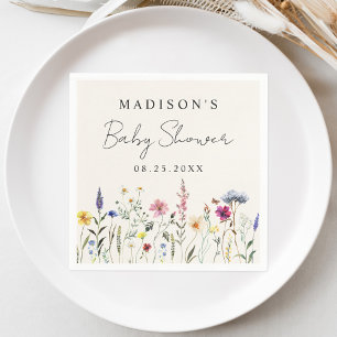 Elegant Wildflower Meadow Cream Baby Shower Napkin