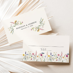 Elegant Wildflower Meadow Cream Wedding Place Card
