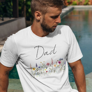 Elegant Wildflower Meadow Dad Baby Shower T-Shirt