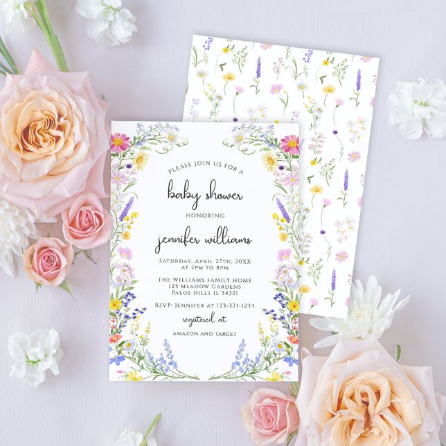 Elegant Wildflower Meadow Flower Baby Girl Shower Invitation (Creator Uploaded)