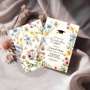 Elegant Wildflower Meadow Garden Twin Graduation Invitation