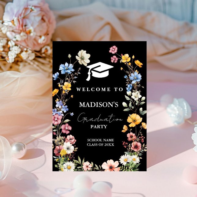 Elegant Wildflower Meadow Graduation  Welcome Sign (Creator Uploaded)
