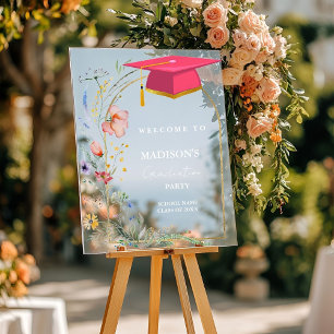 Elegant Wildflower Meadow Graduation Welcome Sign
