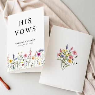Elegant Wildflower Meadow His Wedding Vows Card