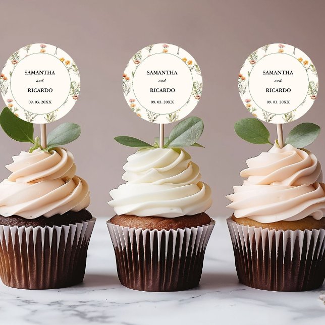 Elegant Wildflower Meadow Ivory Wedding Welcome  Classic Round Sticker (Creator Uploaded)