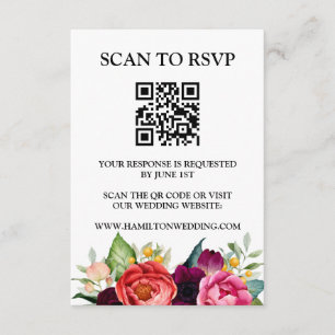 Elegant Wildflower Meadow QR Code Wedding RSVP  Enclosure Card