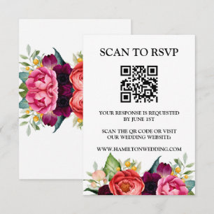 Elegant Wildflower Meadow QR Code Wedding RSVP  Enclosure Card