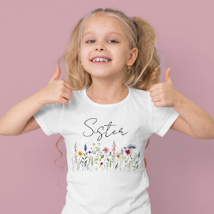 Elegant Wildflower Meadow Sister Baby Shower T-Shirt