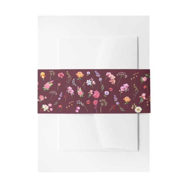 Elegant Wildflower Meadow Spring Garden Invitation Belly Band (Front Example)