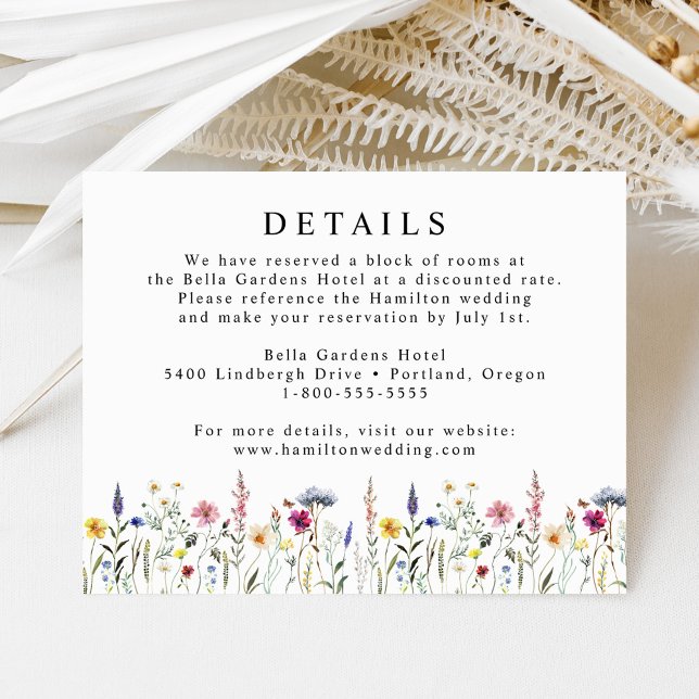 Elegant Wildflower Meadow Wedding Details Enclosure Card (Creator Uploaded)