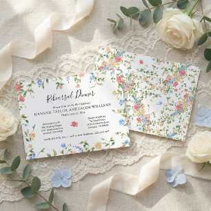 Elegant Wildflower Meadow Wedding Rehearsal Dinner Invitation