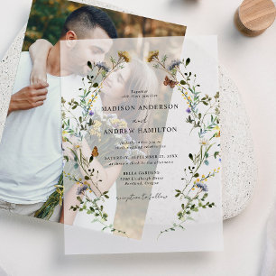 Elegant Wildflower Meadow Wedding Vellum Invitations
