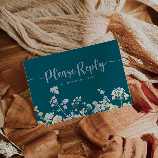 Elegant Wildflower Menu Choice RSVP Postcard (Creator Uploaded)