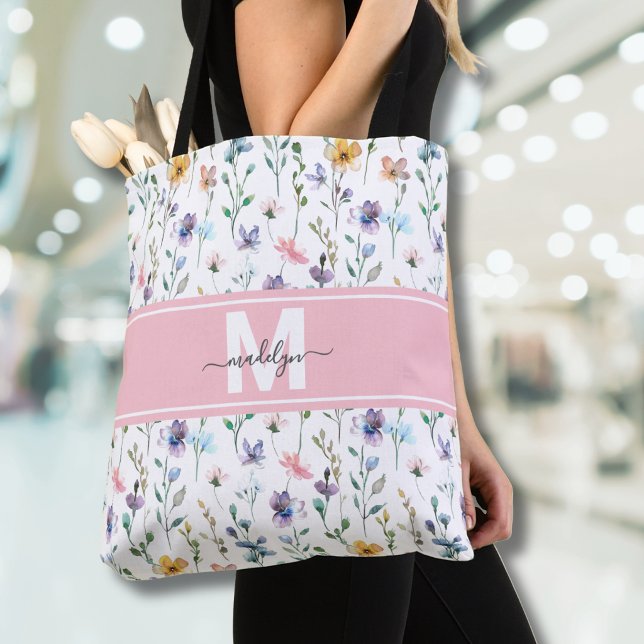 Elegant Wildflower Monogram Tote Bag (Elegant Wildflower Monogram Tote Bag )