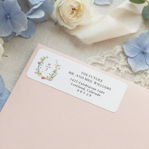Elegant Wildflower Monogram Wedding Return Address