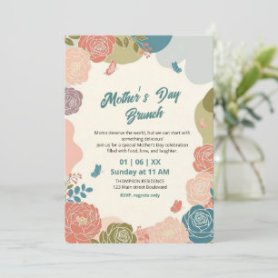 Elegant Wildflower Mother's Day Brunch Invitation 