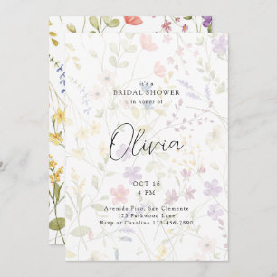 Elegant Wildflower Overlay Bridal Shower Invitation