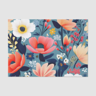 Elegant Wildflower Pattern with Vibrant Blooms Tissue Paper