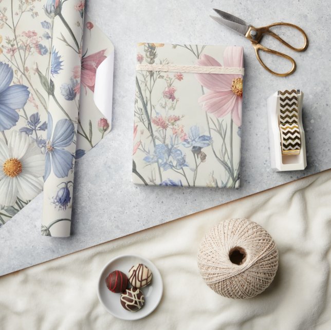 Elegant Wildflower Pattern Wrapping Paper (Crafts)