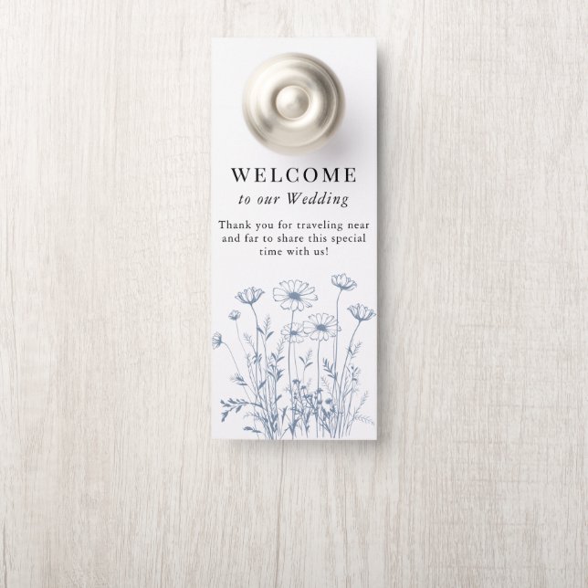 Elegant Wildflower Periwinkle Wedding Door Hanger (On Knob)