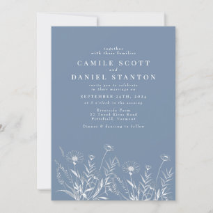 Elegant Wildflower Periwinkle Wedding Invitation