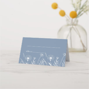 Elegant Wildflower Periwinkle Wedding Place Card