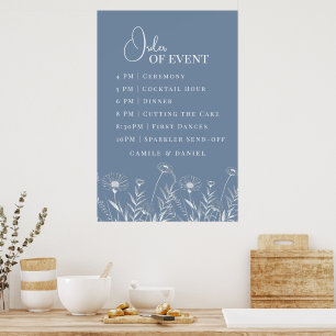 Elegant Wildflower Periwinkle Wedding Poster
