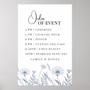 Elegant Wildflower Periwinkle Wedding Poster