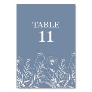 Elegant Wildflower Periwinkle Wedding Table Number