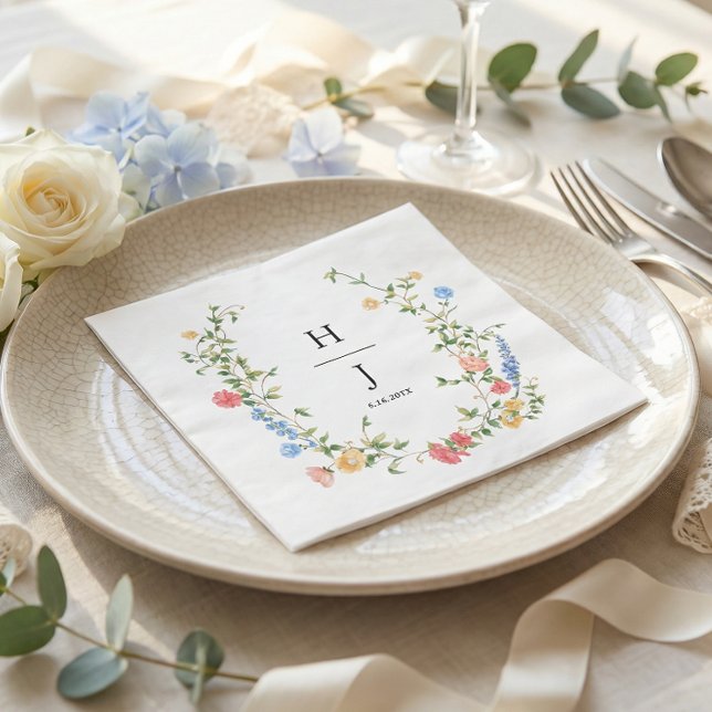 Elegant Wildflower Personalized Wedding  Napkin (Creator Uploaded)