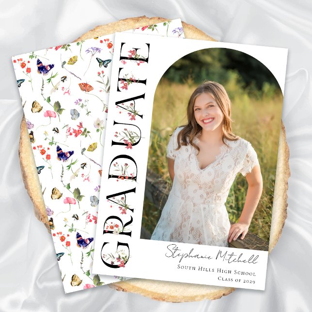 Elegant Wildflower Photo Graduation Announcement (Elegant Wildflower Photo Graduation Announcement)