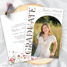 Elegant Wildflower Photo Graduation Party