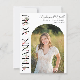 Elegant Wildflower Photo Graduation Thank You Card