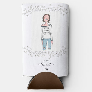 Elegant Wildflower Photo Sweet 16 Birthday Seltzer Can Cooler