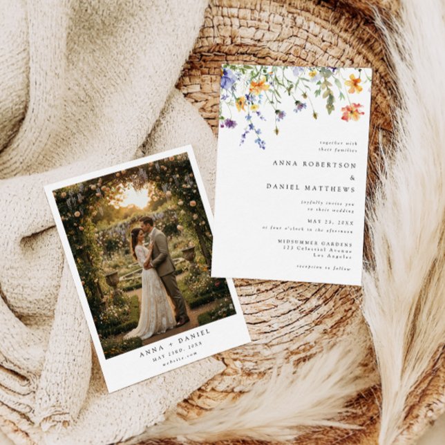 Elegant Wildflower Photo Wedding Invitation (Creator Uploaded)