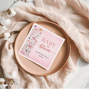 Elegant Wildflower Pink Baby Shower Napkin
