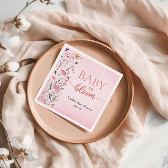Elegant Wildflower Pink Baby Shower Napkin (Creator Uploaded)