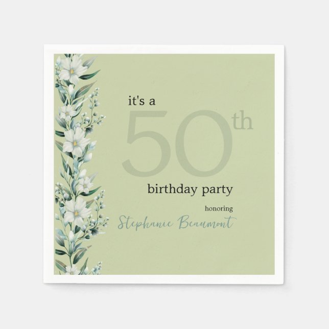 Elegant Wildflower Pink Surprise 50th Birthday  Napkin (Front)