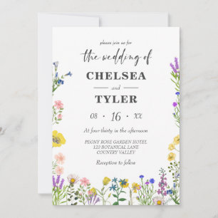Elegant Wildflower Pretty Wild Floral Wedding Invitation