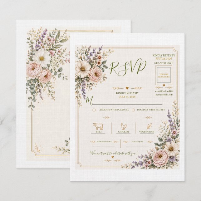 Elegant Wildflower Response Card (Front/Back)