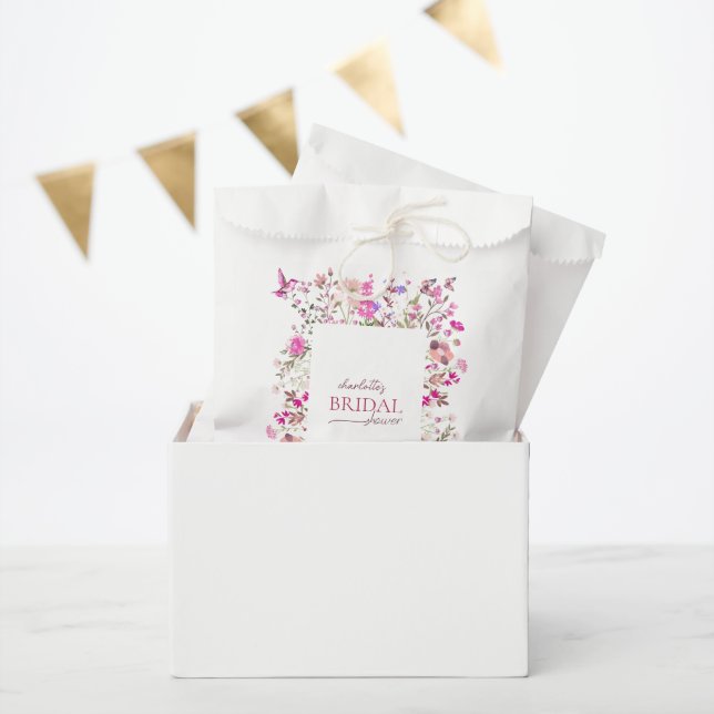 Elegant Wildflower Ruby Rose Bridal Shower  Favour Bags (Party)