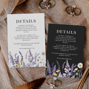 Elegant Wildflower Rustic Black Wedding Enclosure Card