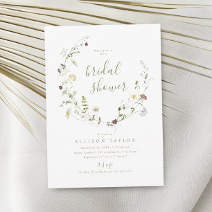 Elegant Wildflower Rustic Boho Bridal Shower  Invitation