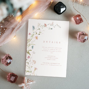 Elegant Wildflower Rustic Boho Wedding Details Enclosure Card
