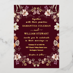 Elegant Wildflower Rustic Burgundy Wedding